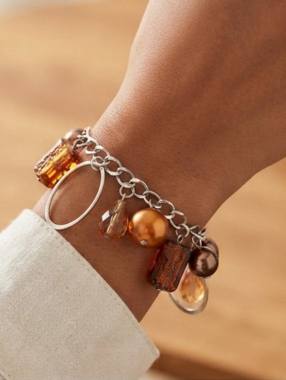 Amber And Silver Colored Bracelet